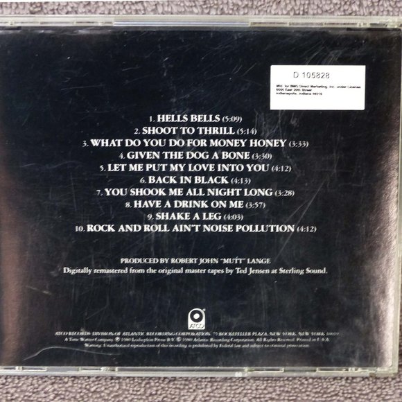 AC/DC Back In Black CD BMG Direct Marketing Club Edition Atco D105828 1980 Rock - Picture 3 of 12